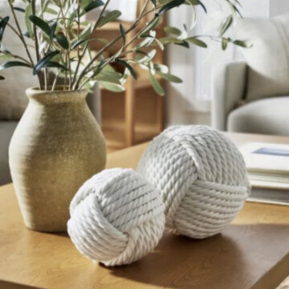 New Threshold Studio McGee White Costal Yarn‎ Ball Decor
